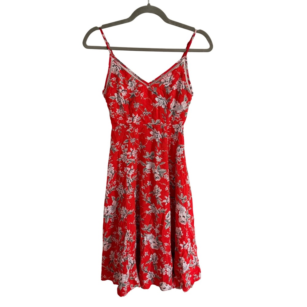 Lulus Red Floral Mini Dress Sleeveless Summer Sun Cocktail Dress Small